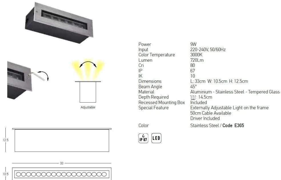 Spot LED incastrabil de exterior decorativ IP67 Rada