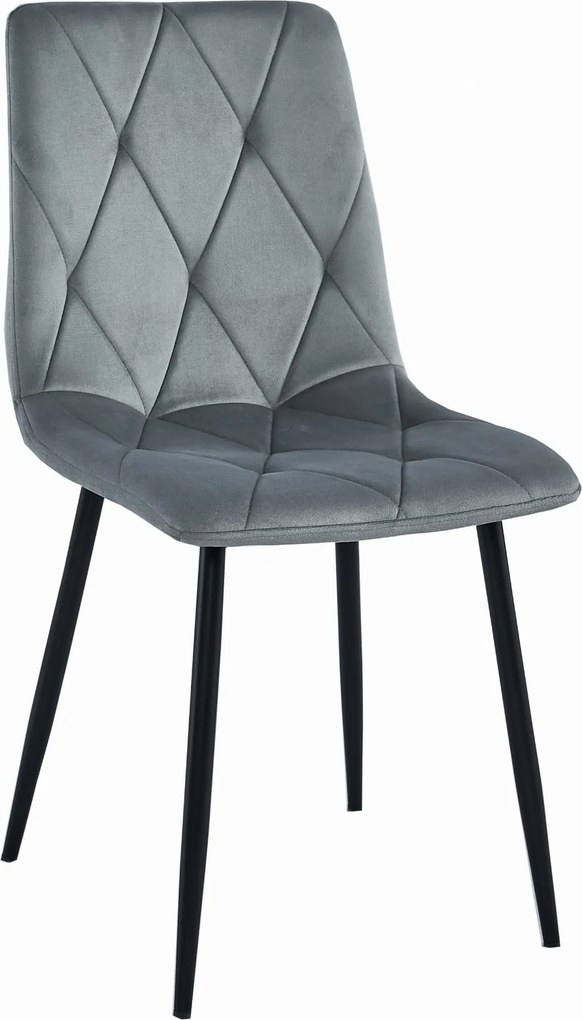 OFERTA Scaun de masa gri de catifea LIBRA cu picioare negre II. calitate