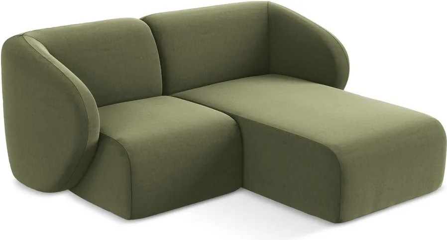 Colțar verde cu tapițerie din catifea (cu colț pe partea dreaptă/cu șezlong) Lani – Makamii