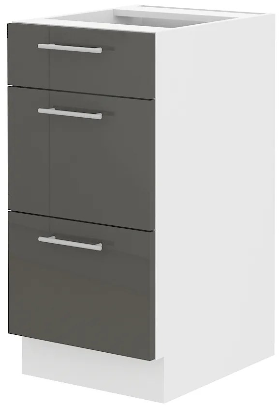 Dulap inferior de bucătărie Lavera 40 D 3S BB QUADRO (Alb + Luciu gri). 1032410