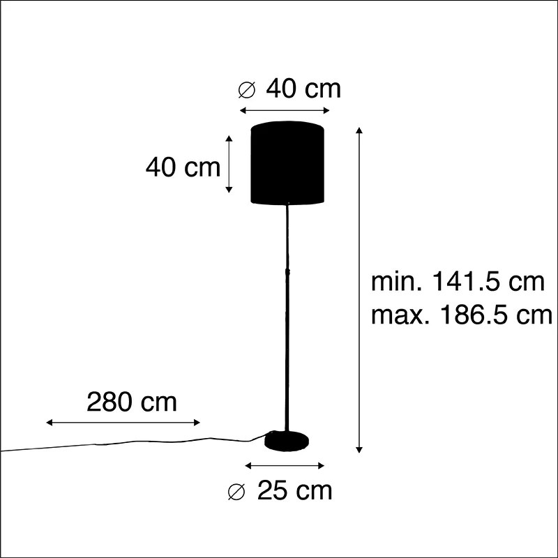 Lampă de podea auriu/alamă cu abajur din catifea neagră 40/40 cm - Parte