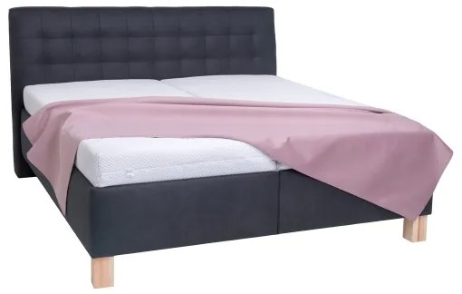 Pat tapițat VIOLET 160 x 200 cm cu saltea și spațiu de depozitare, antracit