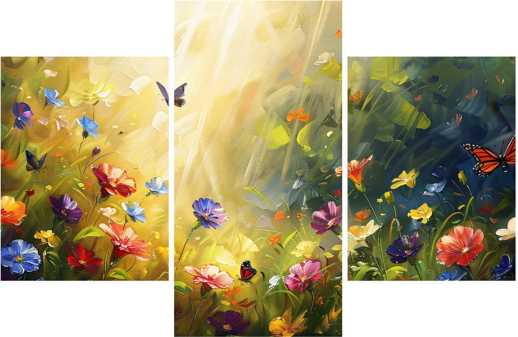 Tablou - Pajiște cu flori de primăvară, pictură (90x60 cm)