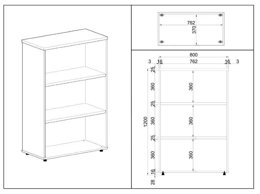 Dulap mediu SimpleOffice 80 x 40 x 120 cm, cireș