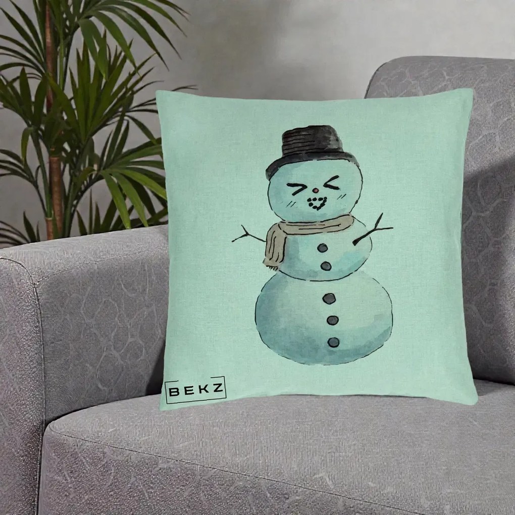 Perna Decorativa Om de Zapada Kawaii Haios, 40x40 cm, Verde Menta, Husa Detasabila, Perna Inclusa, BEKZ®