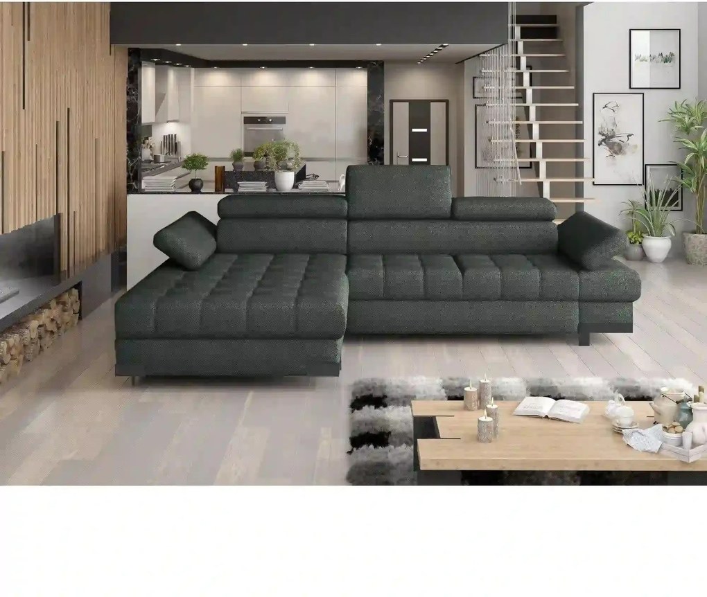 Coltar extensibil SELVA MINI, sezlong stanga, stofa gri - Rosario 456,