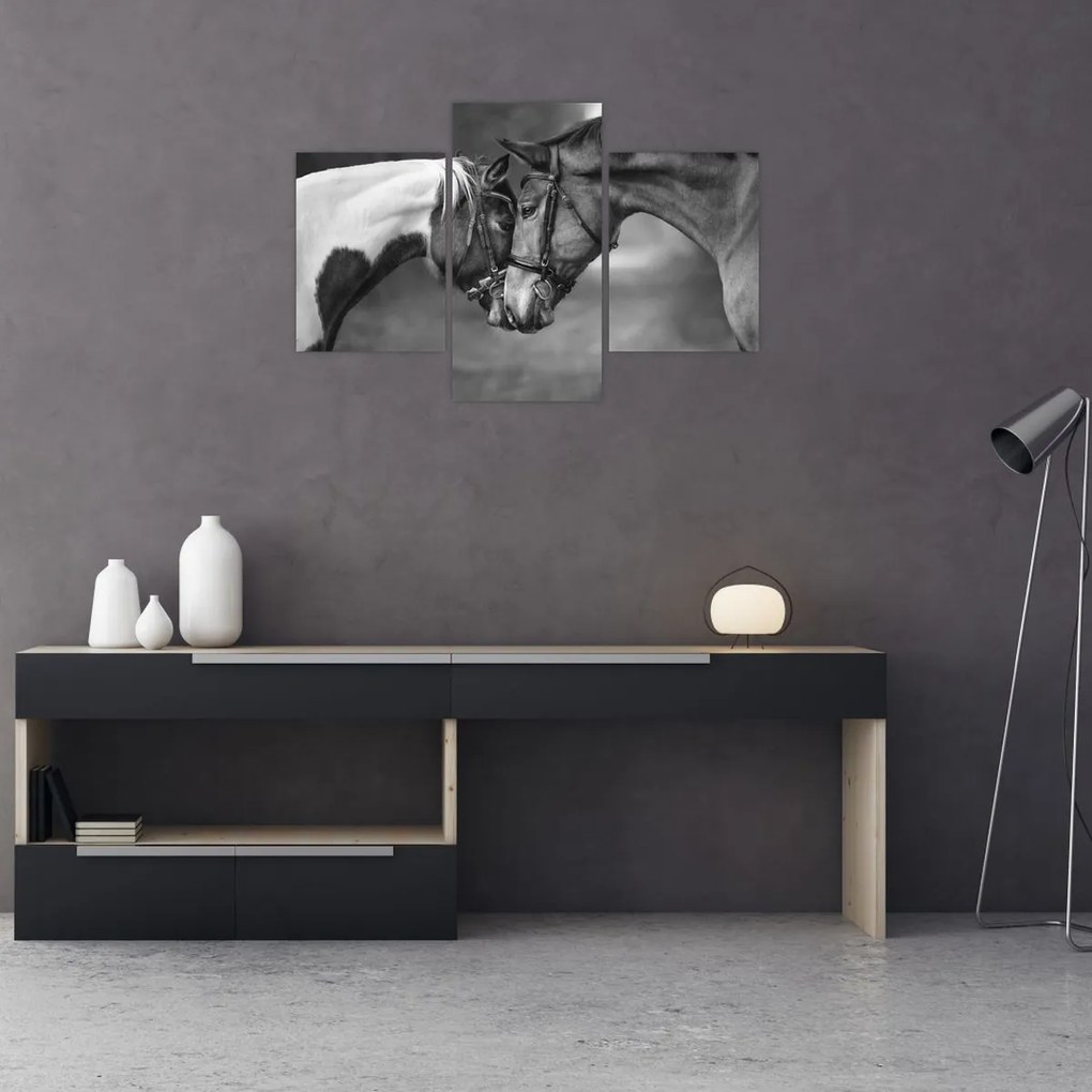 Tablou - Cai îndrăgostiți,alb-negru (90x60 cm)