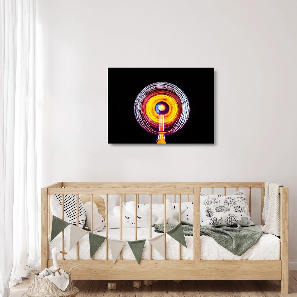 Tablou pe sticlă cu lumini în cerc (70x50 cm)