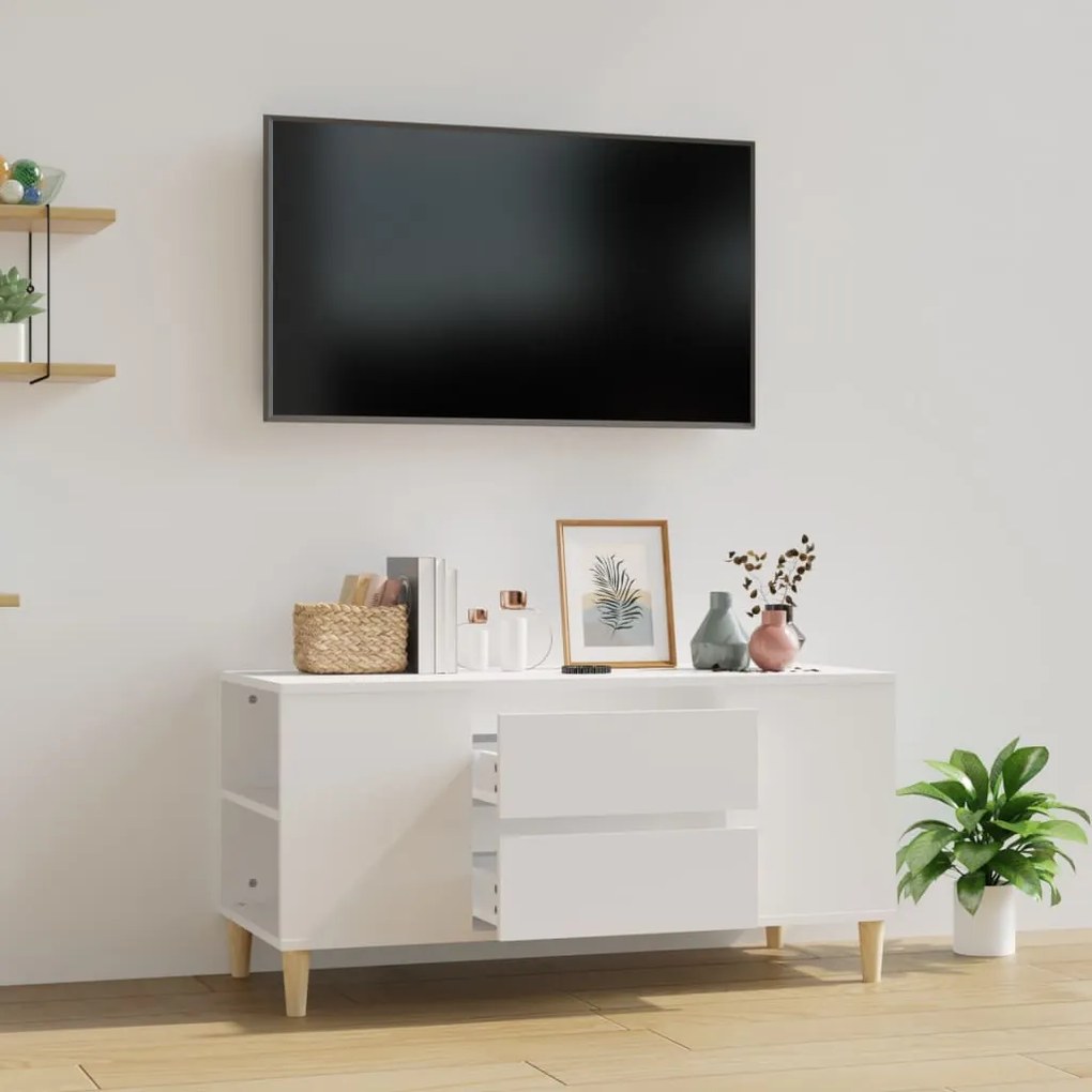Comodă tv, alb, 102x44,5x50 cm, lemn prelucrat