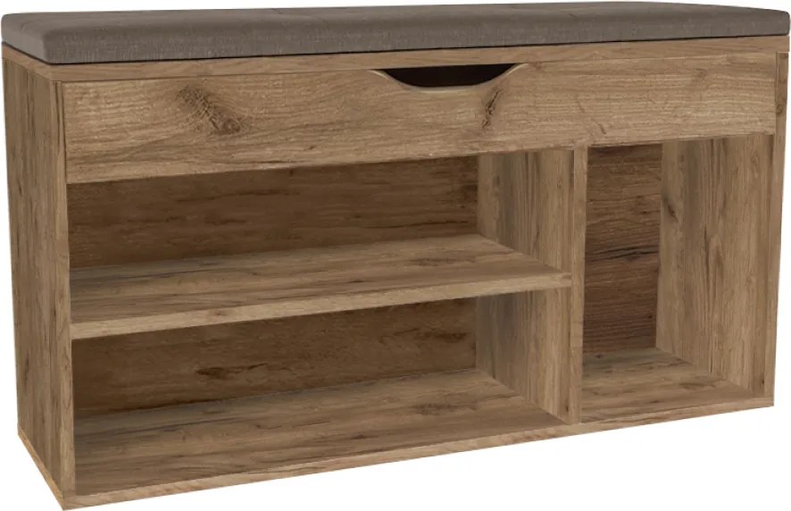 Suport pentru pantofi cu bancă, stejar artisan, FUDDY NEW