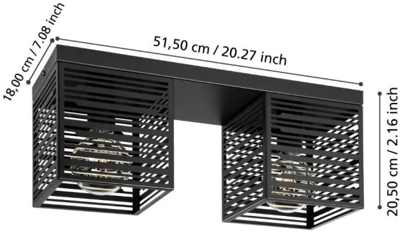 Plafonieră PIEDRITAS 2xE27/40W/230V Eglo 900356