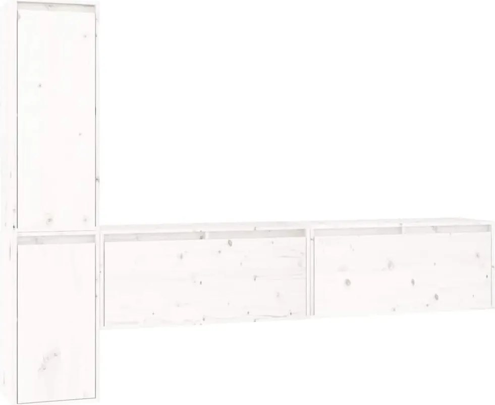 vidaXL Comode TV, alb, 4 buc., lemn masiv de pin