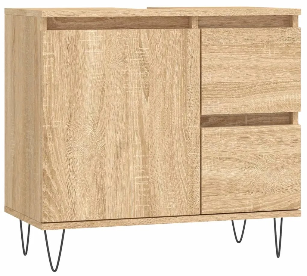831607 vidaXL Dulap de baie, stejar sonoma, 65x33x60 cm, lemn prelucrat