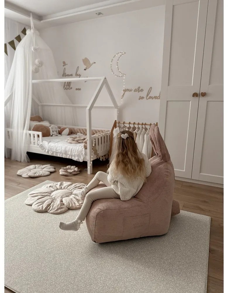 Fotoliu puf pentru copii roz deschis Funny Bunny – The Brooklyn Kids