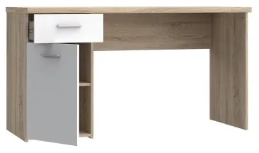 Birou de scris GINO, alb/stejar Sonoma