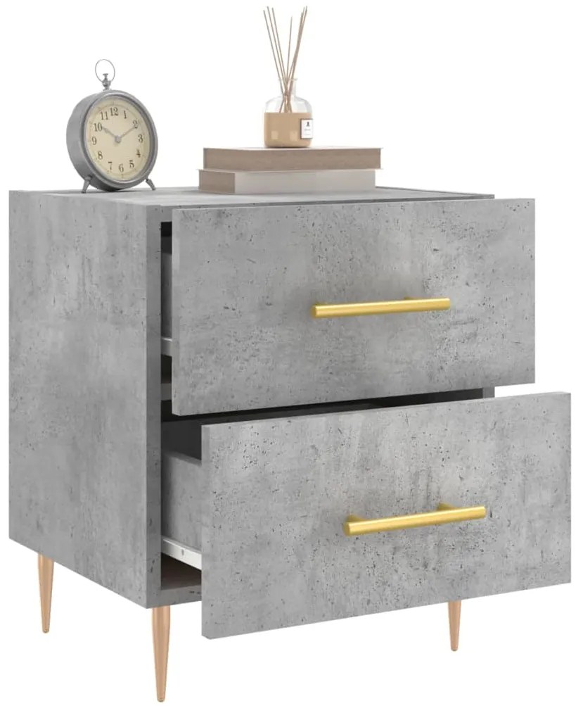 Noptiere, 2 buc., gri beton, 40x35x47,5 cm, lemn compozit