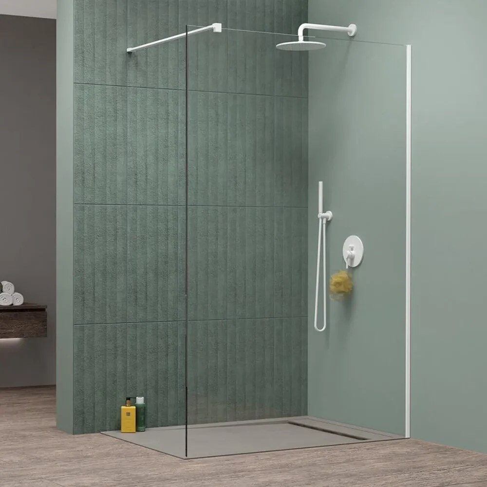 Paravan de dus tip Walk-in Radaway Modo New II alb mat-transparent 75 cm sticla securizata 8 mm