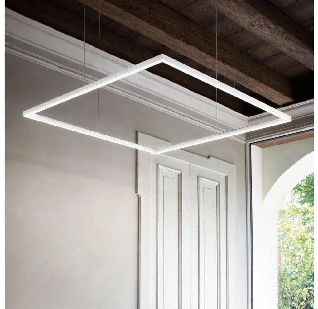 Ideal Lux - Lustră LED suspendată pe cablu ORACLE SLIM, 44W, 230V, 3000K, 70x70 cm, albă