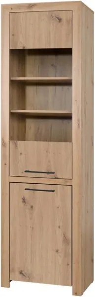 Bufet high JANEZ – 58x40x200 cm – Stejar Artisan / Negru