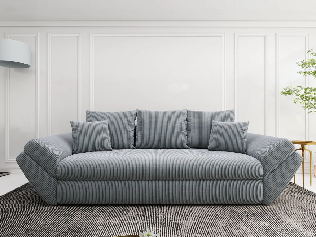 Canapea extensibilă dumonde cu ladă de depozitare si sezut confortabil din spuma high-density, Loana Zoom Grey 250x100 cm