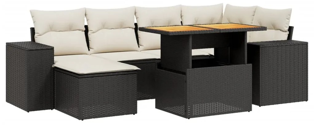 3272736 vidaXL Set canapele de grădină cu perne, 7 piese, negru, poliratan