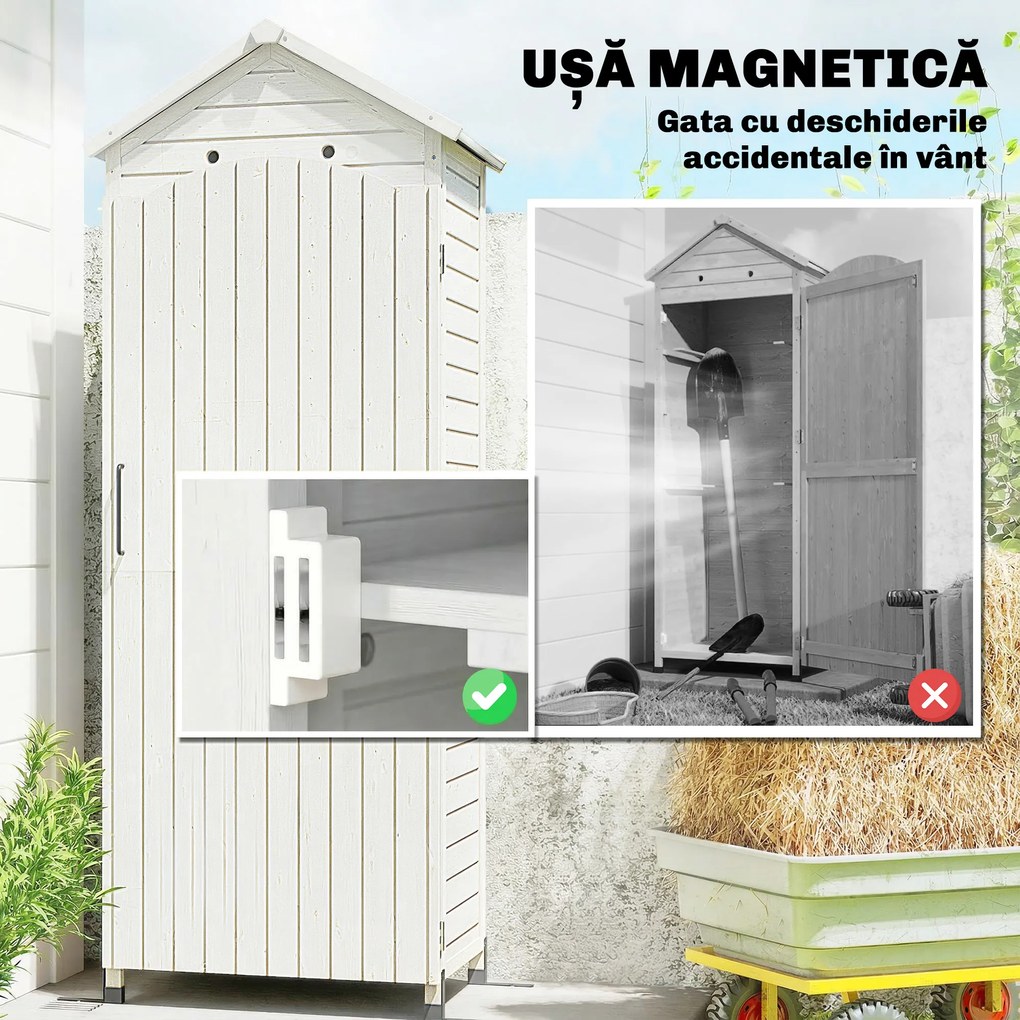 Outsunny Căsuță de Grădină din Lemn, Depozit cu Rafturi Reglabile și Acoperiș Zincat | Aosom Romania