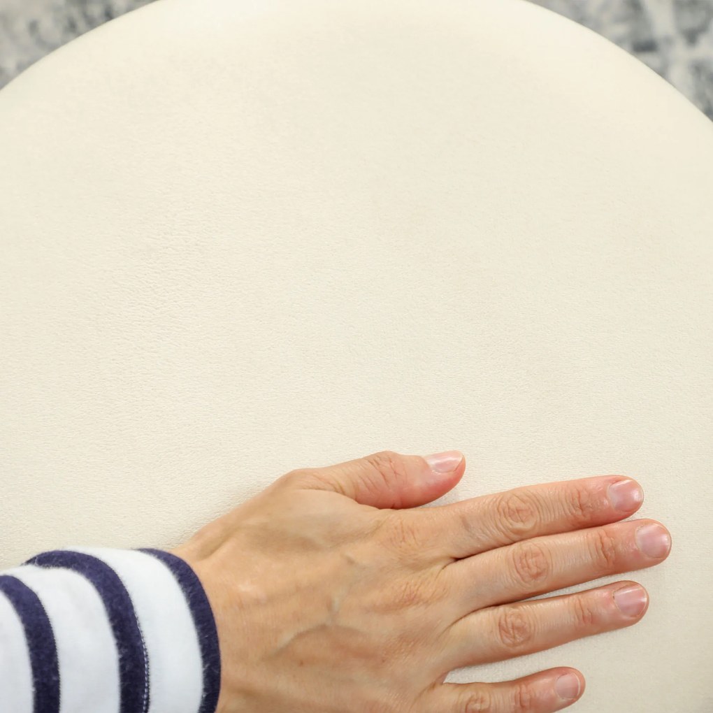 HOMCOM Pouf taburet suport pentru picioare cutie de depozitare din catifea canaletată 36 x 36 x 44 cm pentru living dormitor bej | Aosom Romania