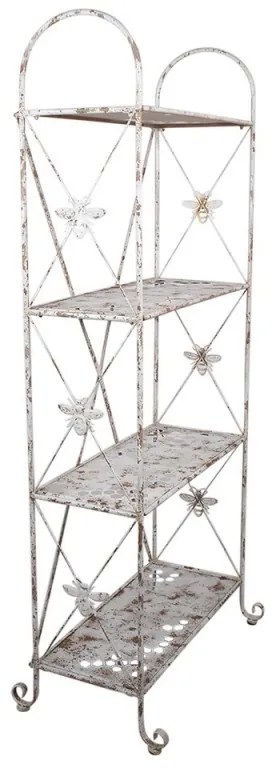 Etajera de gradina cu rafturi, alb, din metal, aspect vintage, Abeille
