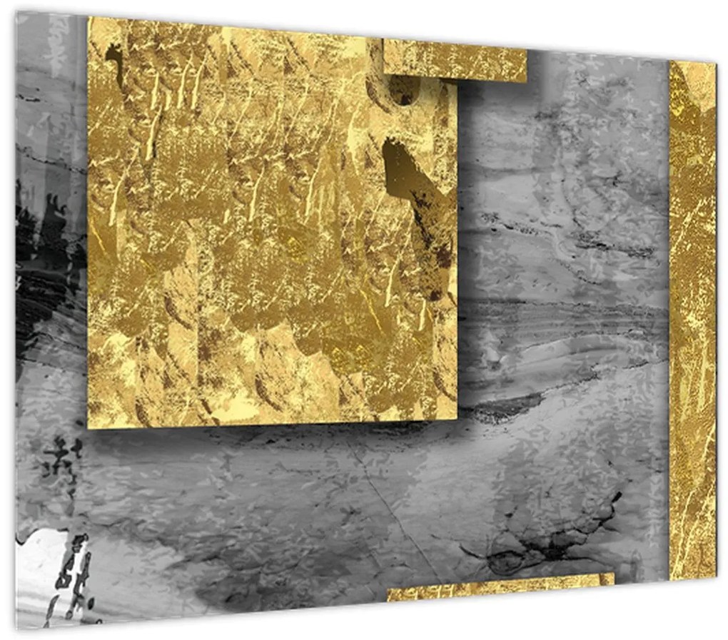 Tablou pe sticlă - Pătrate de aur N⁰2 (70x50 cm)
