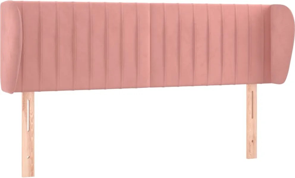vidaXL Tăblie de pat cu aripioare roz 147x23x78/88 cm catifea