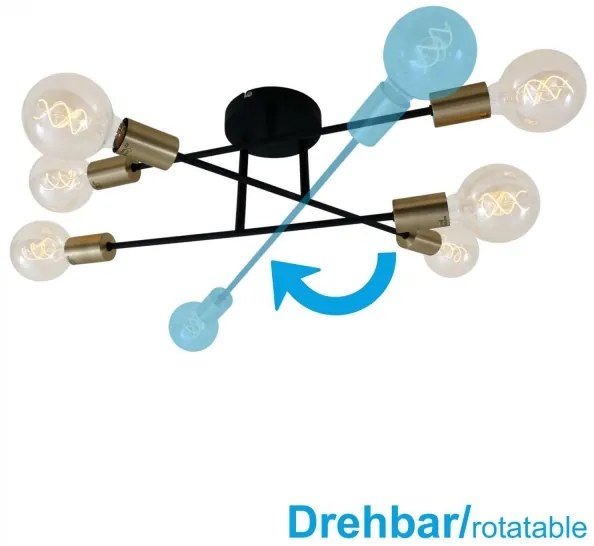 Lustră aplicată Briloner 3868-065 BLACK STEEL 6xE27/60W/230V