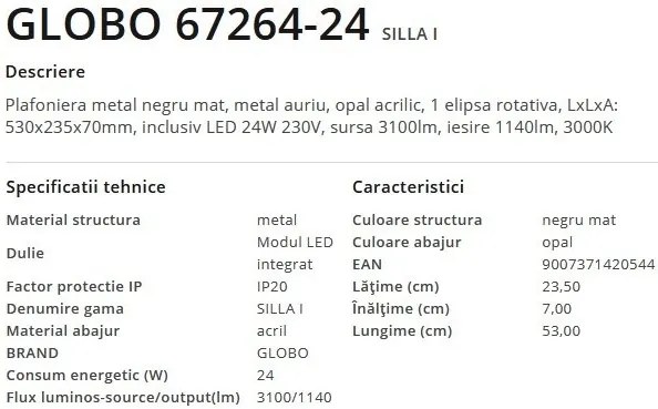 Plafoniera LED design modern Silla I negru mat, auriu 24W