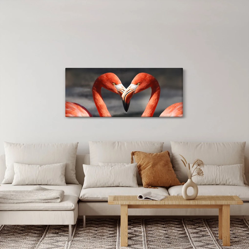 Tablou cu doi flamengo îndrăgostiți (120x50 cm)