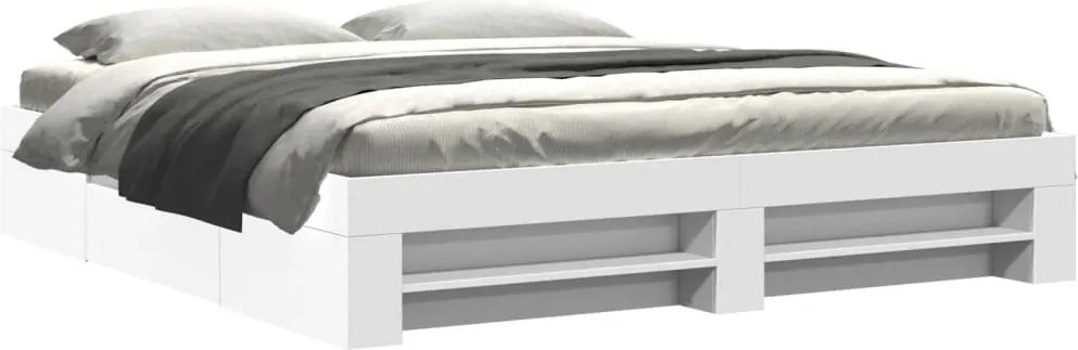 vidaXL Cadru de pat fără saltea, alb, 180x200 cm, lemn de prelucrare