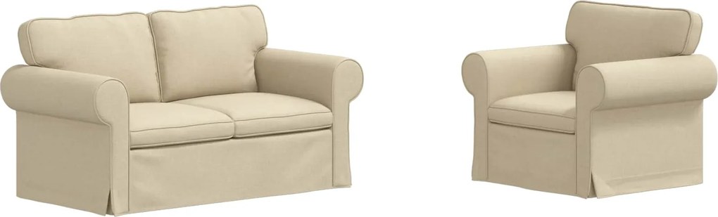 vidaXL Set de canapea 2 pcs Crem 155 x 82 x 80 cm țesătură