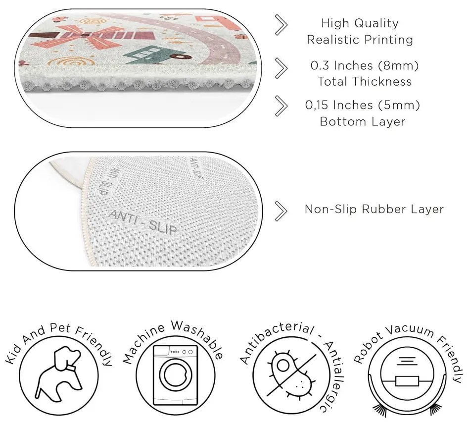 Covor de joacă pentru copii lavabil ø100 cm Furry World – Mila Home