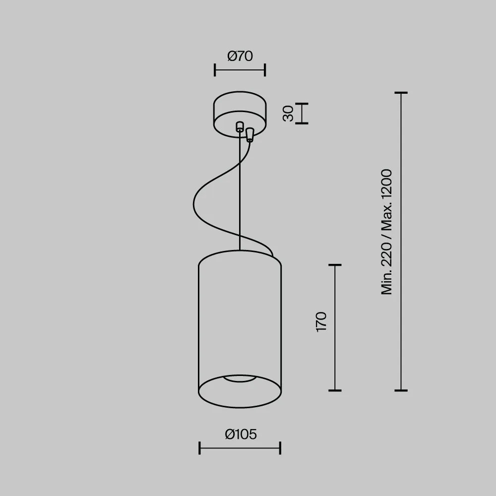 Pendul LED iluminat design tehnic Efir D-10,5cm 33W alb