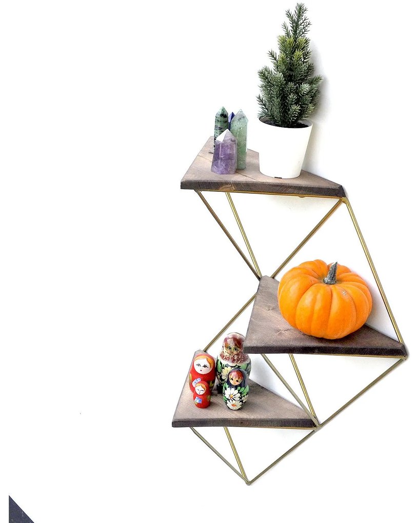 Raft de perete decorativ Duvelo 18 (nuc + auriu) . Promo -6%. 1093669
