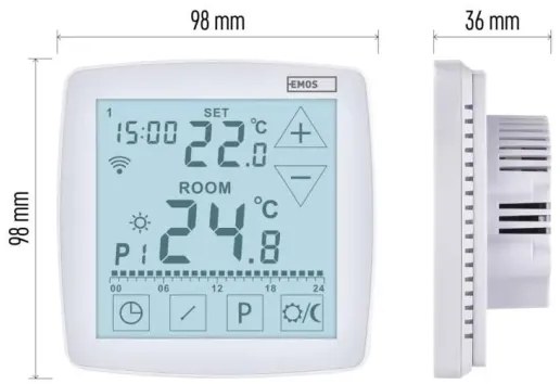 Termostat digital fără fir GoSmart 230V/16A, Wi‑Fi compatibil Tuya