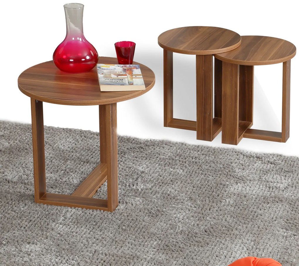 Masă pliabilă Mira Walnut, 3 buc