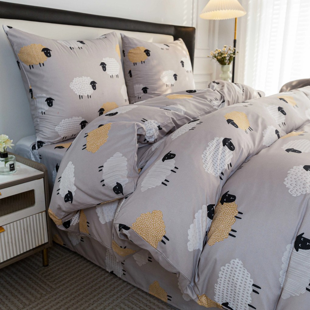 Lenjerie din microfibra SHEEP DREAM gri Dimensiune lenjerie de pat: 70 x 90 cm | 140 x 200 cm