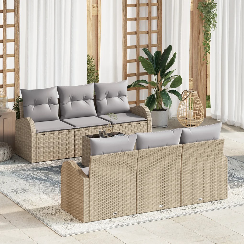 vidaXL Set de canapele pentru grădină 7 pcs Bej 55 x 55 x 37 cm