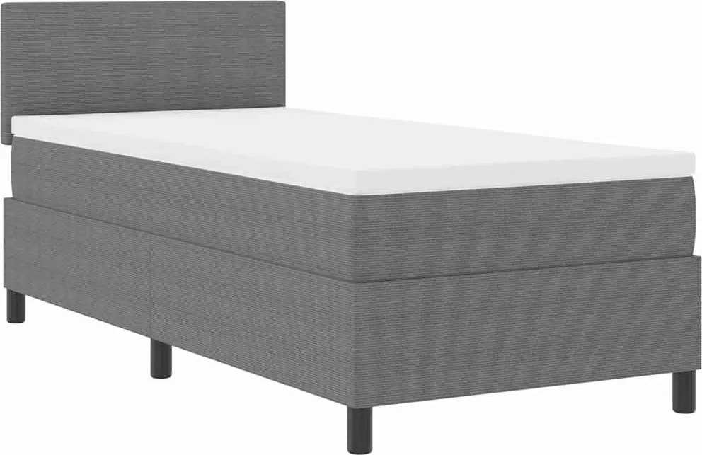 vidaXL Pat cu arcuri cu headboard Gri deschis și alb. 80 x 200 cm