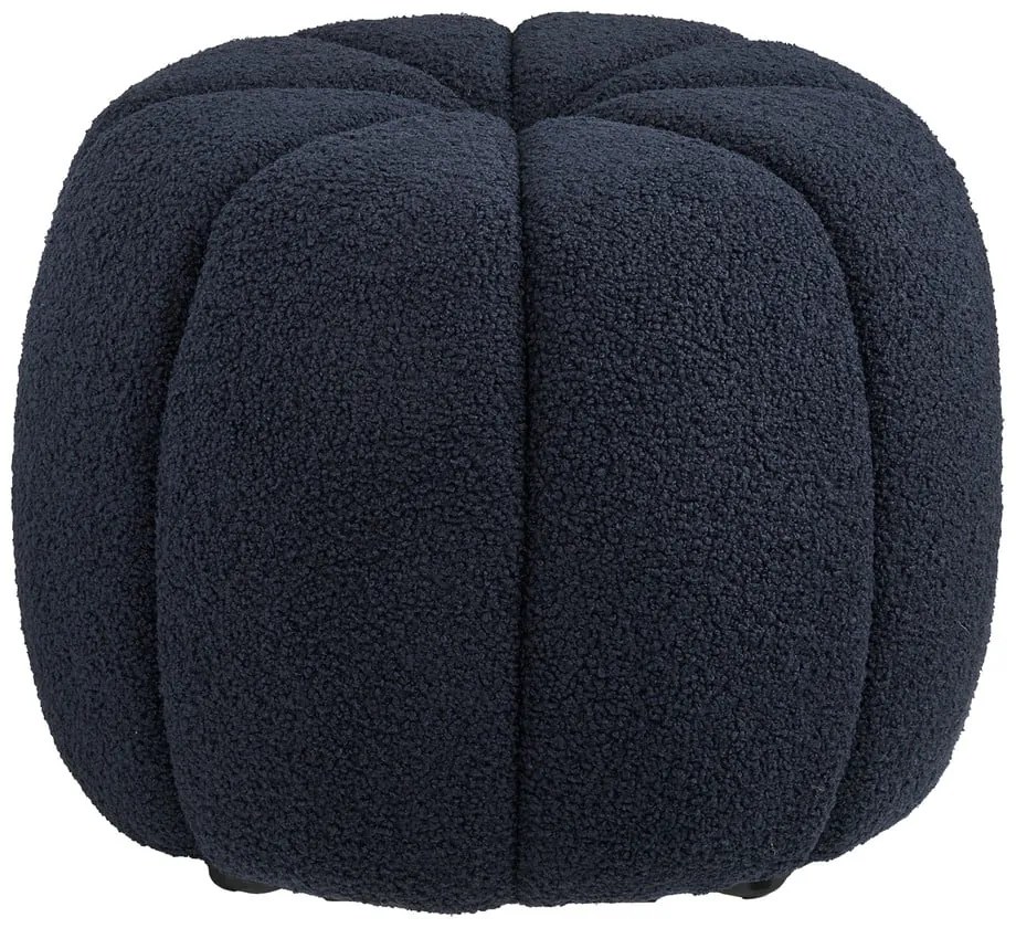 Taburet albastru închis cu tapițerie din țesătură bouclé Paisley – House Nordic