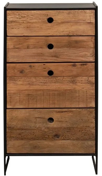 Comoda natur, din lemn de pin, cu 4 sertare, aspect rustic, Utah