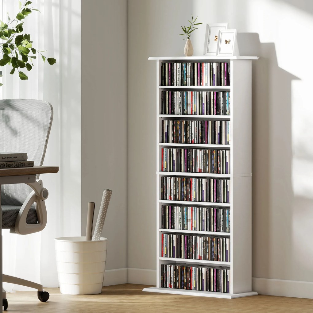 HOMCOM Unitate de Stocare 360 CD/185 DVD/185 Blu-ray - Alb | Aosom Romania