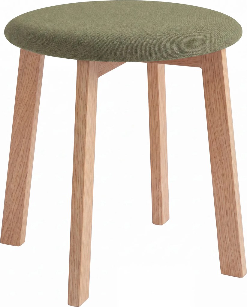 MAZZONI EXPORT Taburet rotund ZOI Verde (Storm 34) / cadru din stejar