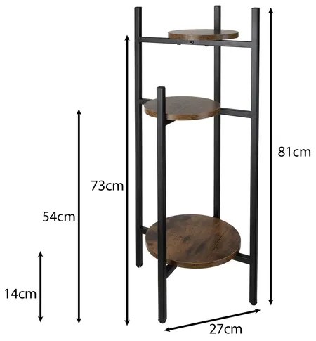 Suport de flori din metal cu 3 etaje în stil loft