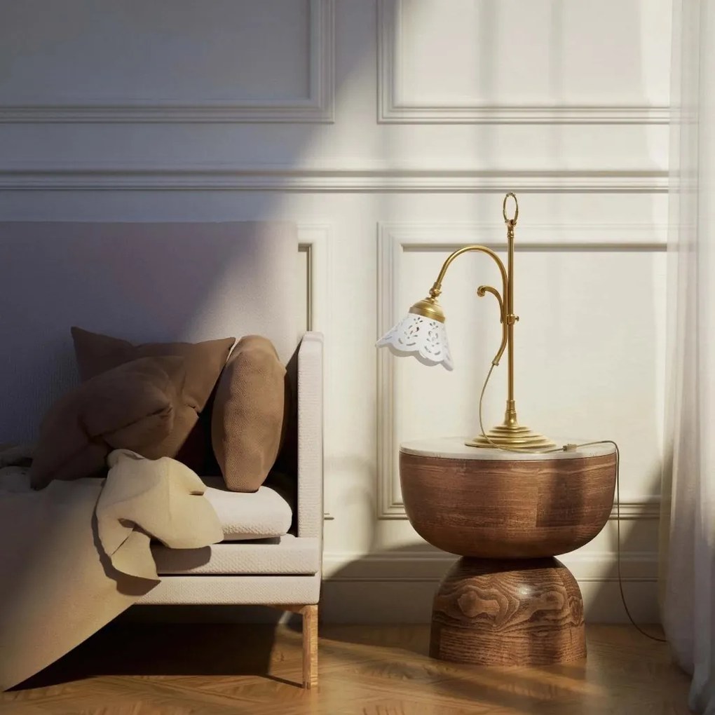 Lampa de masa din alama si abajur ceramic Zefira