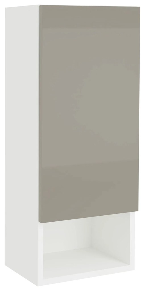 Corp Baie Zed, Suspendat, 1 Usa, Gri Lucios/Alb, MDF, L 30 x l 22 x 72 cm